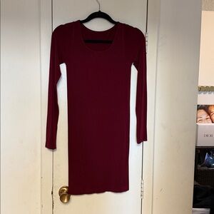 Elegant Long Sleeve Burgundy Dress